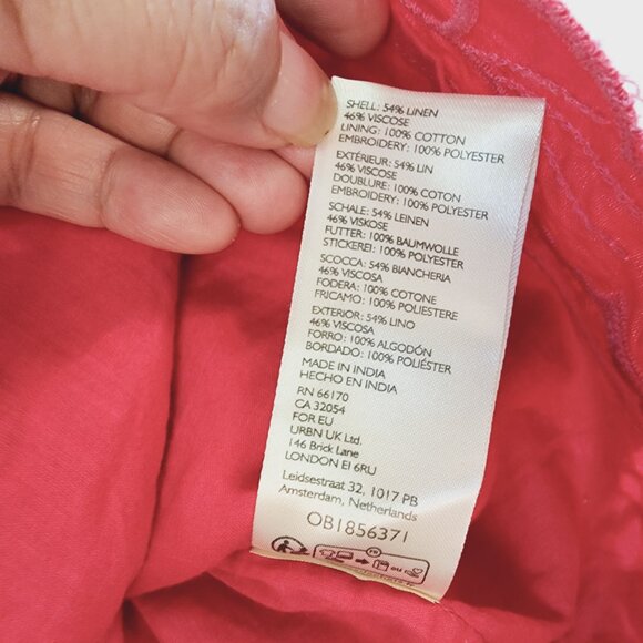 Anthropologie Women The Lainie Longsleeve Lace Cutwork Blouse Pink XL LinenBlend - Picture 16 of 16